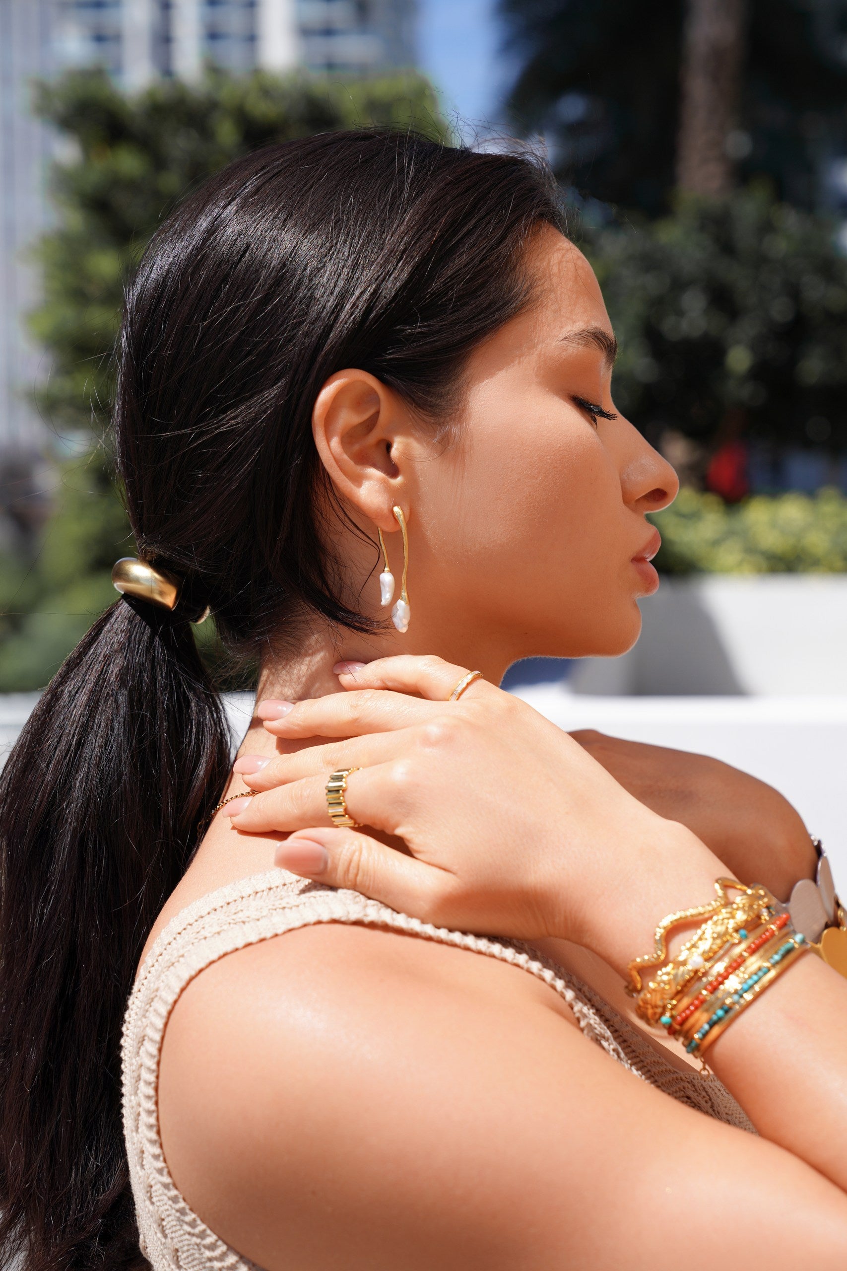 Ava Beam 14K gold plated Earrings