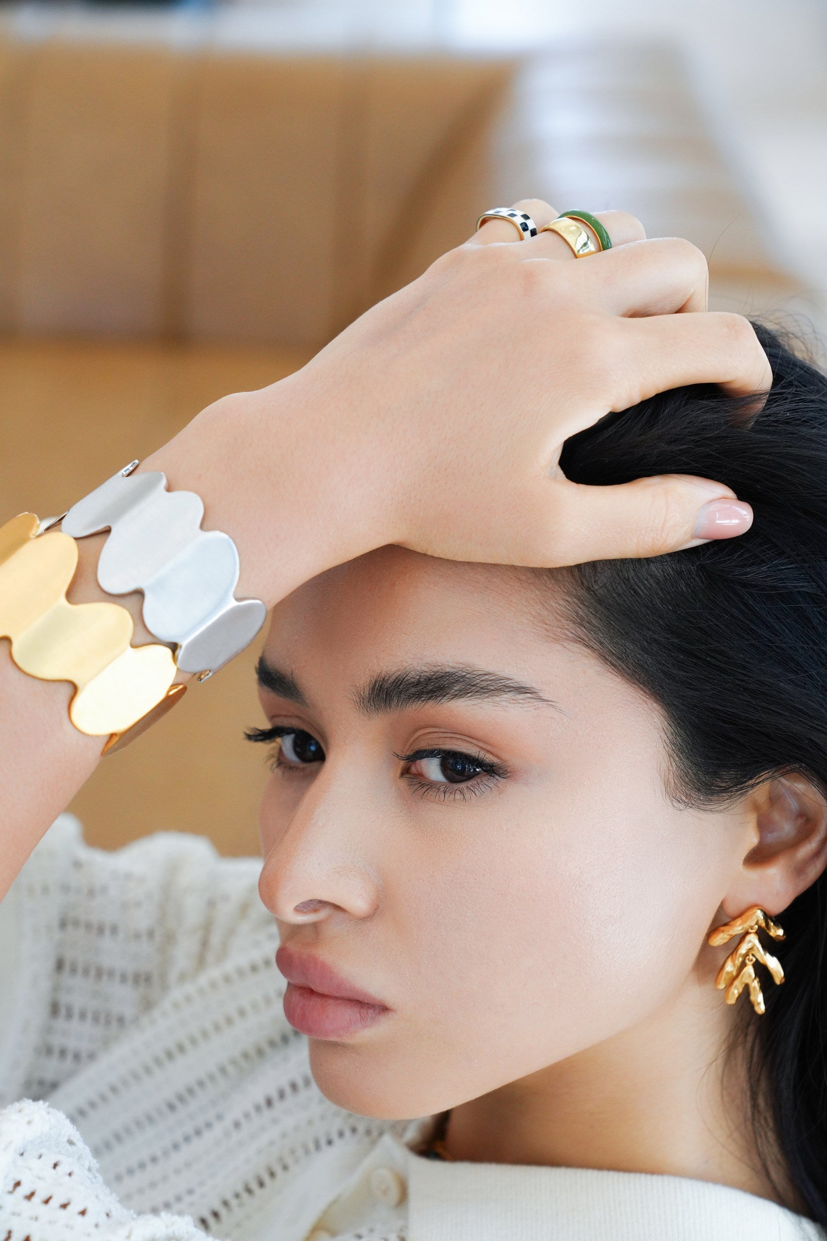 Elara Geometric Elegance in 14K Gold-Plated Earrings